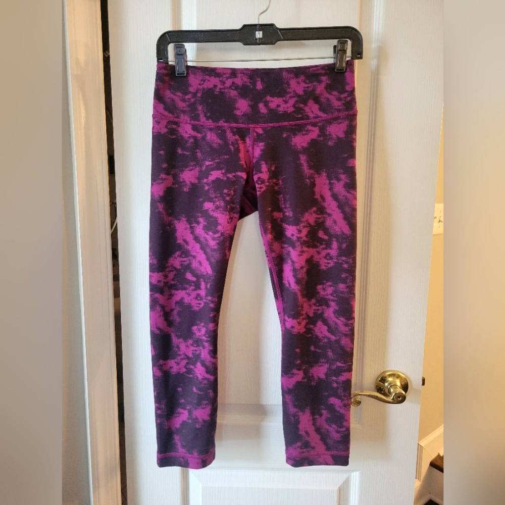 Lululemon Wunder Under Crop Leggings Full-On Luon Breezie Regal Plum Black 6